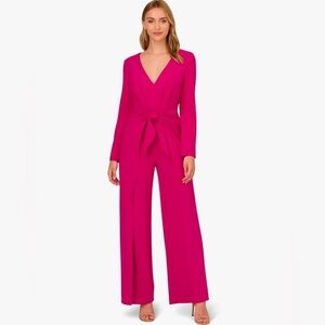 Adrianna Papell Womens Tie Front Crepe Jumpsuit size 10
